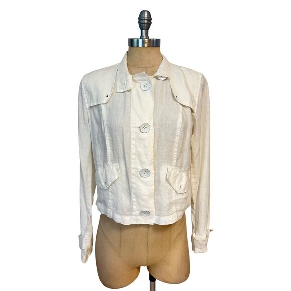 CAbi 333 Topside Topper White Linen Jacket size Small - Picture 3 of 6